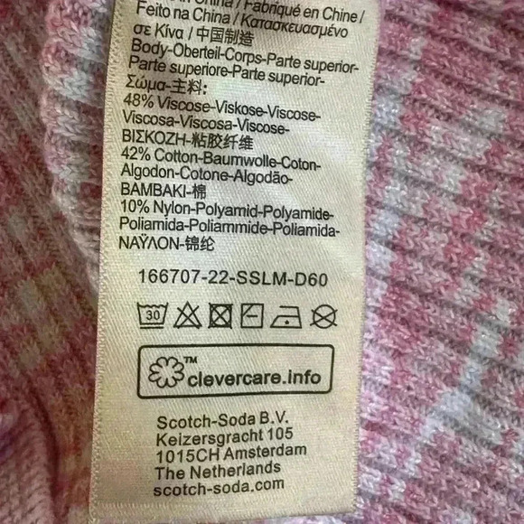 Scotch & Soda Pink/White Yarn Dyed Cardigan Knit  Sweater Size XS EUC! - Picture 13 of 13